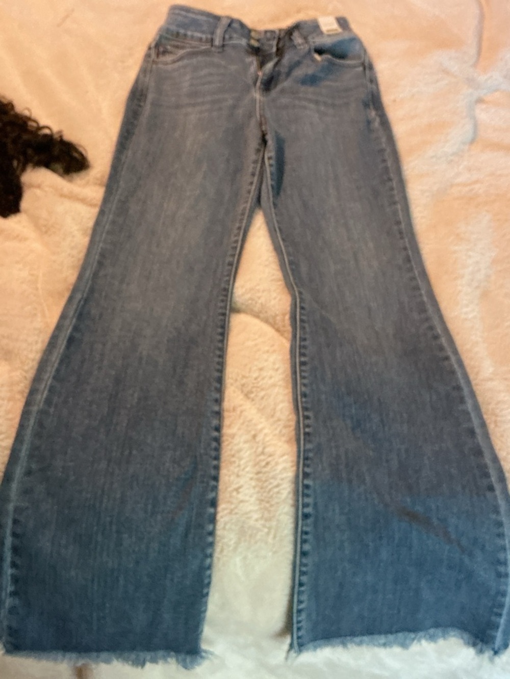 Judy Blue Medium Blue Flare Jeans with Raw Hem